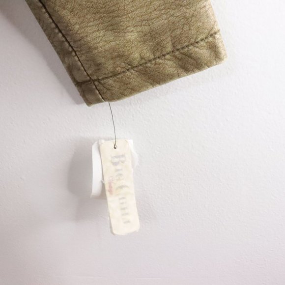 New Big Chill Vintage Women's Large Tan Gold Zip-Up Vegan Leather Biker Jacket - Picture 4 of 9